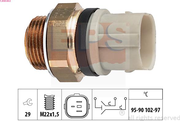 EPS 1.850.652 - Temperature Switch, radiator / air conditioner fan autospares.lv