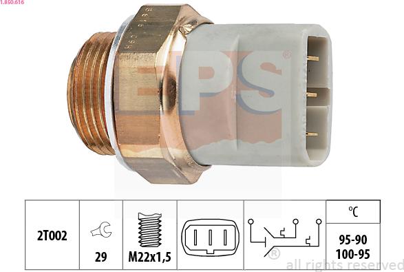 EPS 1.850.616 - Temperature Switch, radiator / air conditioner fan autospares.lv