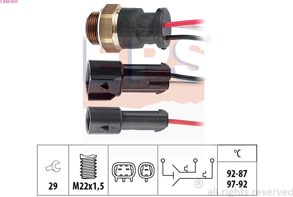 EPS 1.850.610 - Temperature Switch, radiator / air conditioner fan autospares.lv