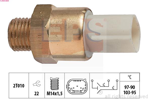 EPS 1.850.684 - Temperature Switch, radiator / air conditioner fan autospares.lv