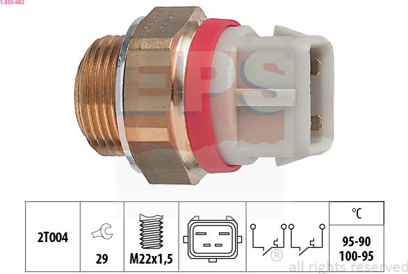 EPS 1.850.682 - Temperature Switch, radiator / air conditioner fan autospares.lv