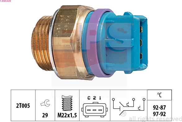 EPS 1.850.629 - Temperature Switch, radiator / air conditioner fan autospares.lv