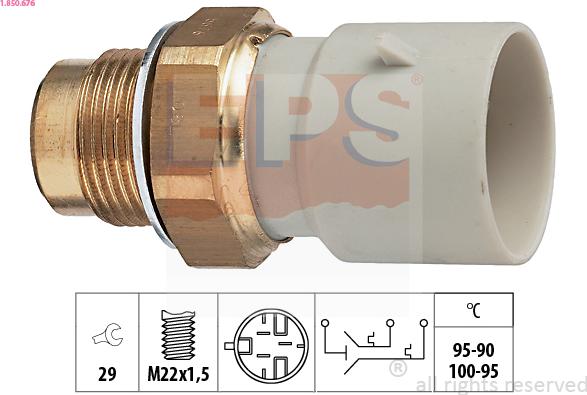 EPS 1.850.676 - Temperature Switch, radiator / air conditioner fan autospares.lv