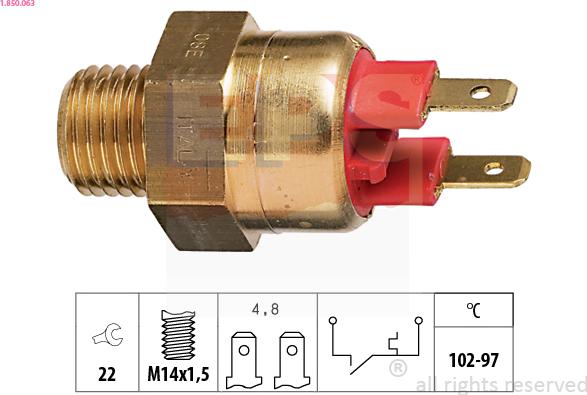 EPS 1.850.063 - Temperature Switch, radiator / air conditioner fan autospares.lv