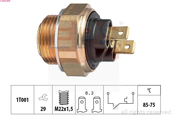 EPS 1.850.008 - Temperature Switch, radiator / air conditioner fan autospares.lv