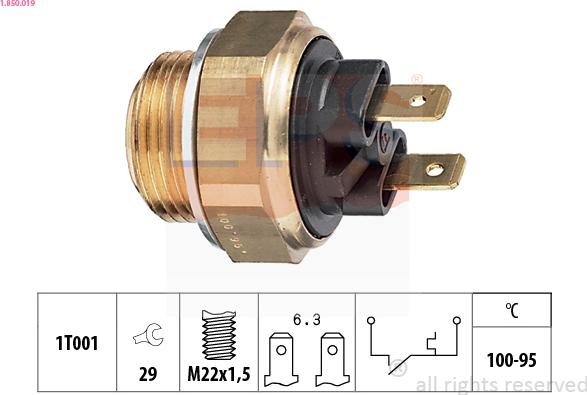 EPS 1.850.019 - Temperature Switch, radiator / air conditioner fan autospares.lv