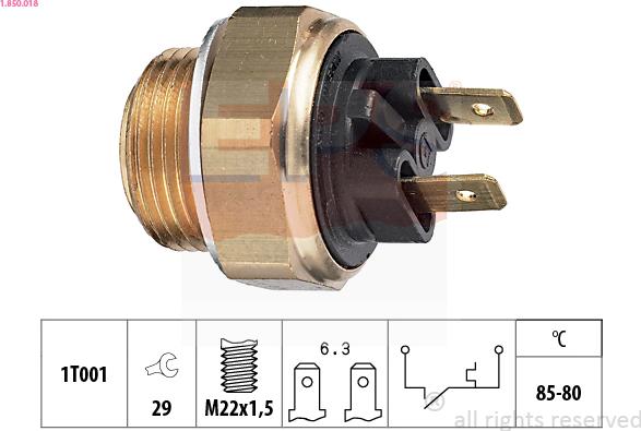 EPS 1.850.018 - Temperature Switch, radiator / air conditioner fan autospares.lv