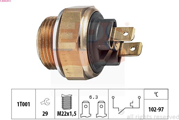 EPS 1.850.013 - Temperature Switch, radiator / air conditioner fan autospares.lv