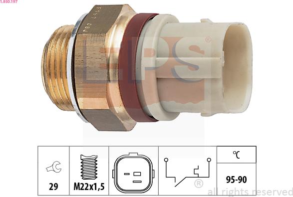 EPS 1.850.197 - Temperature Switch, radiator / air conditioner fan autospares.lv