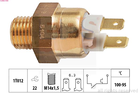 EPS 1.850.104 - Temperature Switch, radiator / air conditioner fan autospares.lv