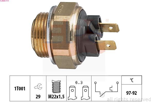 EPS 1.850.111 - Temperature Switch, radiator / air conditioner fan autospares.lv