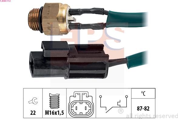 EPS 1.850.112 - Temperature Switch, radiator / air conditioner fan autospares.lv