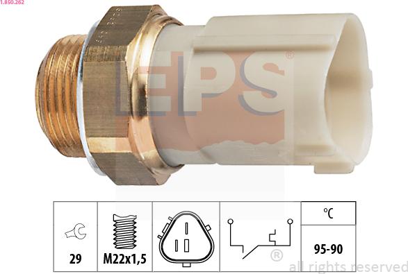 EPS 1.850.262 - Temperature Switch, radiator / air conditioner fan autospares.lv
