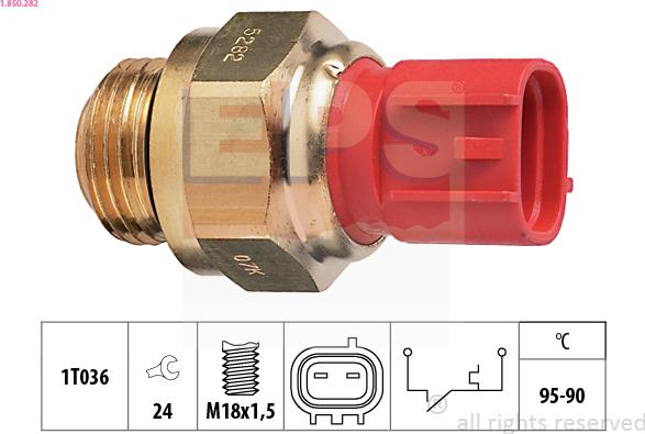 EPS 1.850.282 - Temperature Switch, radiator / air conditioner fan autospares.lv