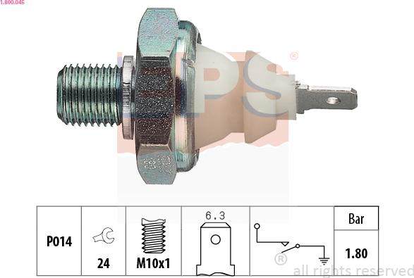 EPS 1.800.045 - Sender Unit, oil pressure autospares.lv