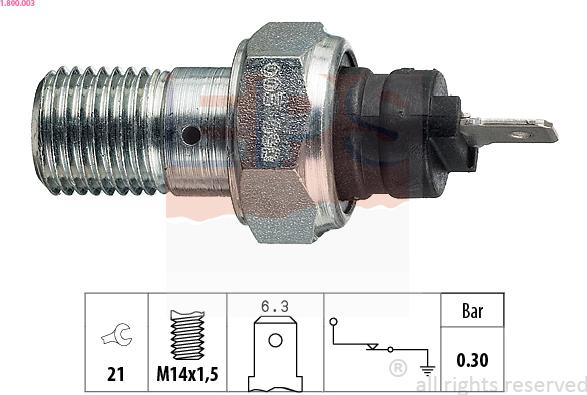 EPS 1.800.003 - Sender Unit, oil pressure autospares.lv