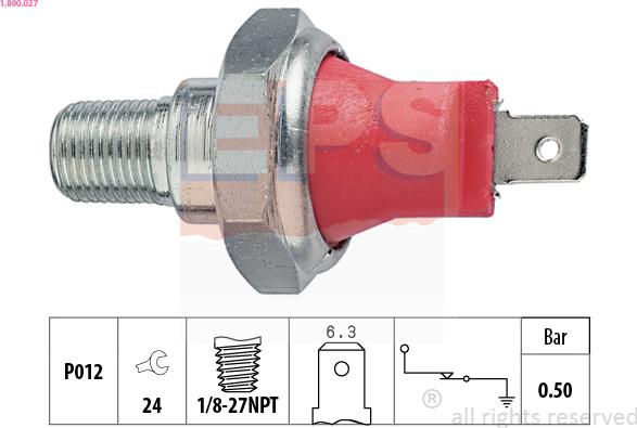 EPS 1.800.027 - Sender Unit, oil pressure autospares.lv