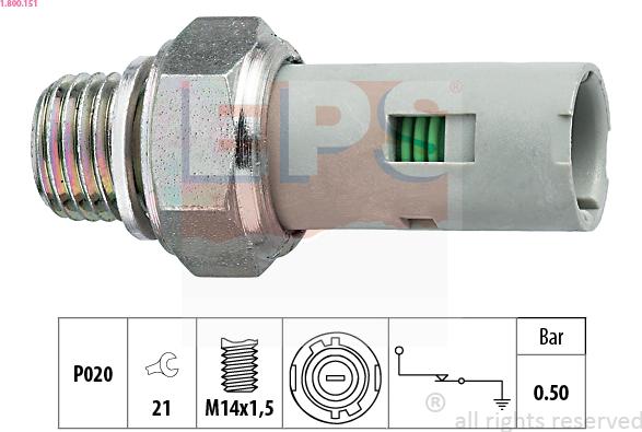 EPS 1.800.151 - Sender Unit, oil pressure autospares.lv