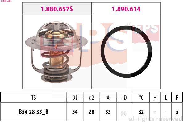 EPS 1.880.449 - Coolant thermostat / housing autospares.lv