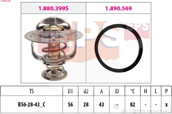 EPS 1.880.444 - Coolant thermostat / housing autospares.lv