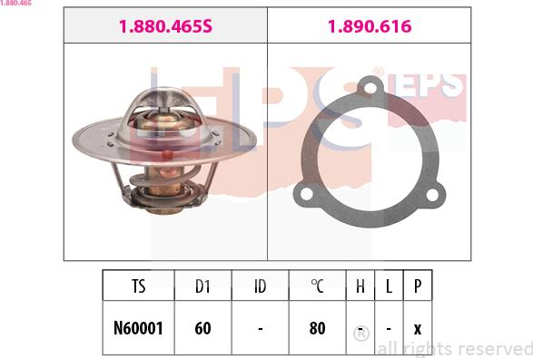 EPS 1.880.465 - Coolant thermostat / housing autospares.lv