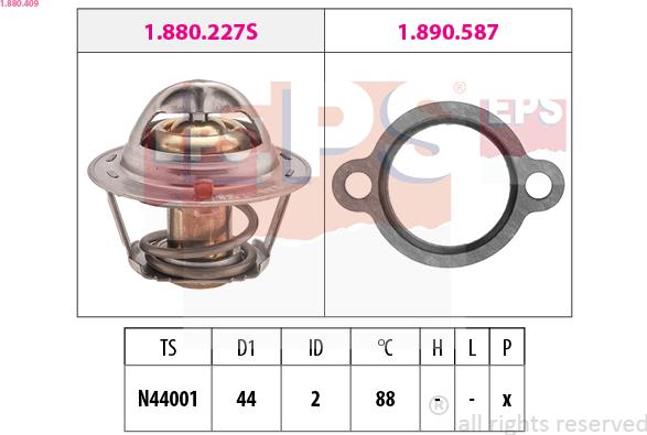 EPS 1.880.409 - Coolant thermostat / housing autospares.lv