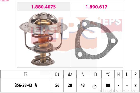 EPS 1.880.407 - Coolant thermostat / housing autospares.lv