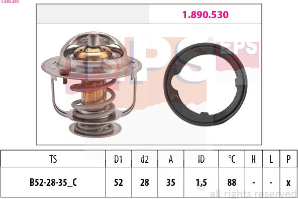 EPS 1.880.489 - Coolant thermostat / housing autospares.lv