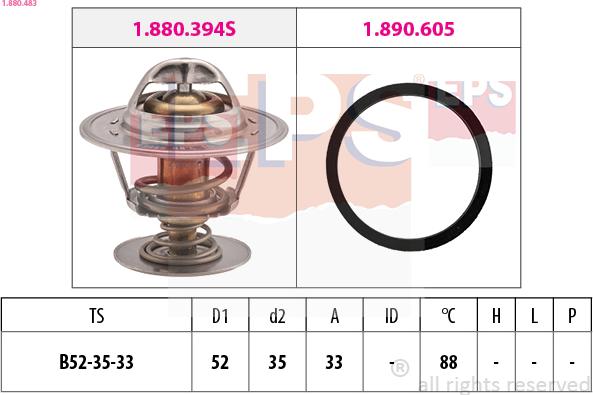 EPS 1.880.483 - Coolant thermostat / housing autospares.lv