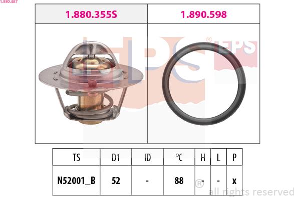 EPS 1.880.487 - Coolant thermostat / housing autospares.lv