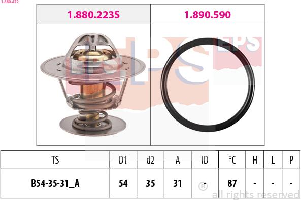 EPS 1.880.432 - Coolant thermostat / housing autospares.lv