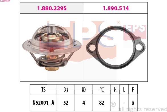 EPS 1.880.437 - Coolant thermostat / housing autospares.lv