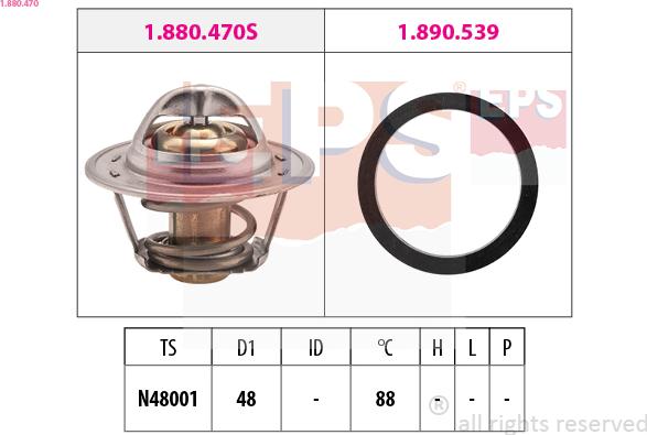 EPS 1.880.470 - Coolant thermostat / housing autospares.lv