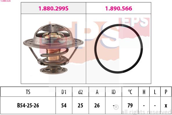 EPS 1.880.525 - Coolant thermostat / housing autospares.lv