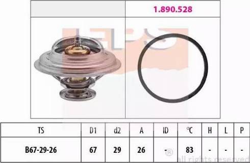 EPS 1.880.526 - Coolant thermostat / housing autospares.lv