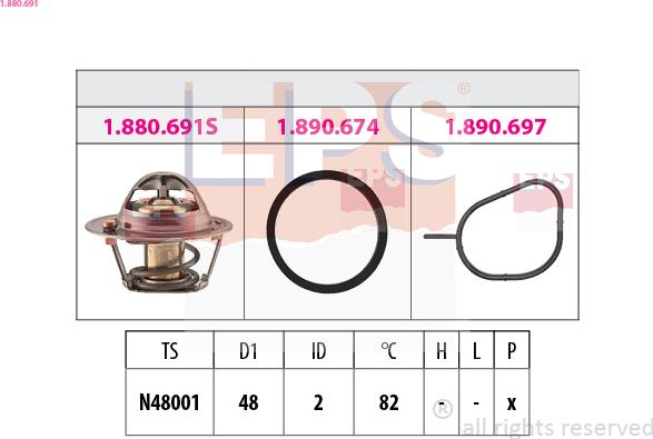 EPS 1.880.691 - Coolant thermostat / housing autospares.lv