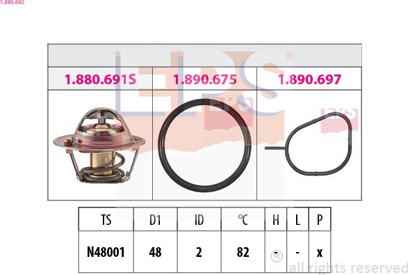 EPS 1.880.692 - Coolant thermostat / housing autospares.lv