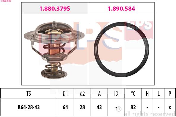 EPS 1.880.649 - Coolant thermostat / housing autospares.lv