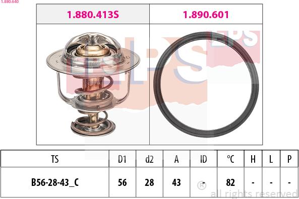 EPS 1.880.640 - Coolant thermostat / housing autospares.lv