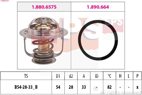 EPS 1.880.657 - Coolant thermostat / housing autospares.lv