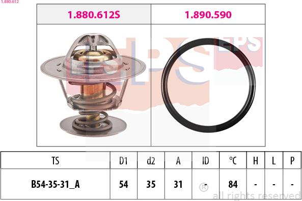 EPS 1.880.612 - Coolant thermostat / housing autospares.lv