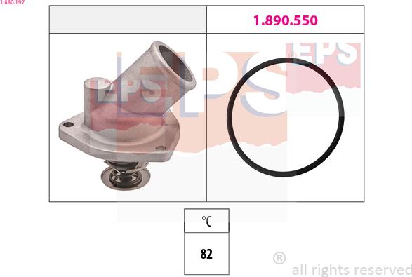 EPS 1.880.197 - Coolant thermostat / housing autospares.lv