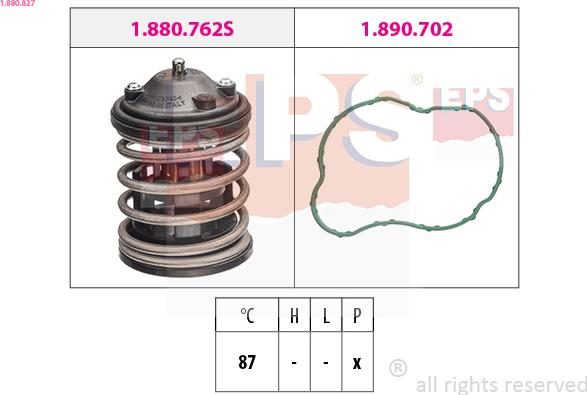 EPS 1.880.827 - Coolant thermostat / housing autospares.lv