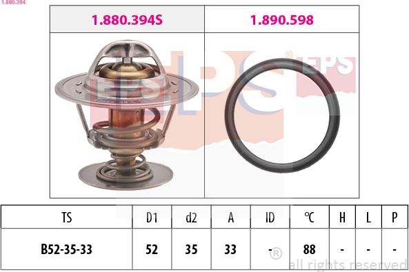 EPS 1.880.394 - Coolant thermostat / housing autospares.lv