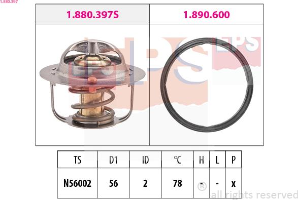 EPS 1.880.397 - Coolant thermostat / housing autospares.lv