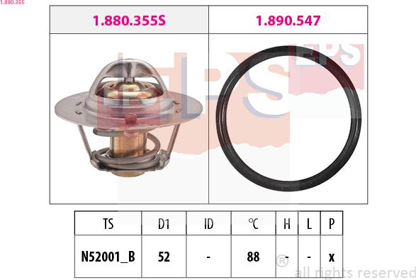 EPS 1.880.355 - Coolant thermostat / housing autospares.lv