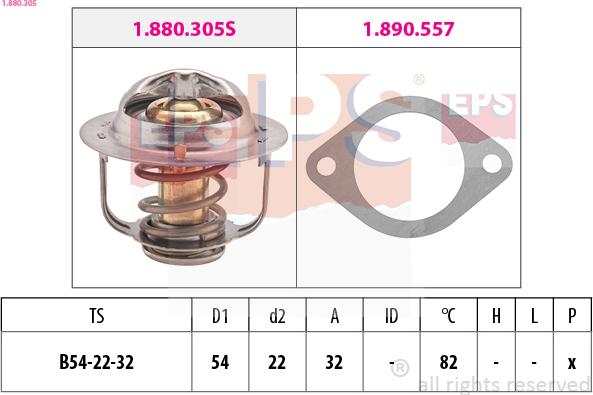 EPS 1.880.305 - Coolant thermostat / housing autospares.lv