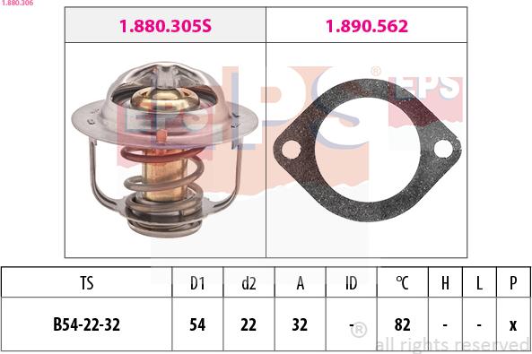 EPS 1.880.306 - Coolant thermostat / housing autospares.lv