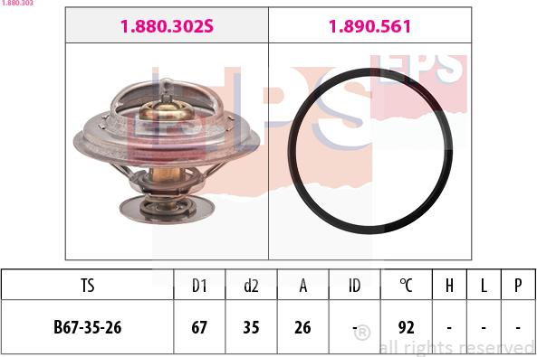 EPS 1.880.303 - Coolant thermostat / housing autospares.lv