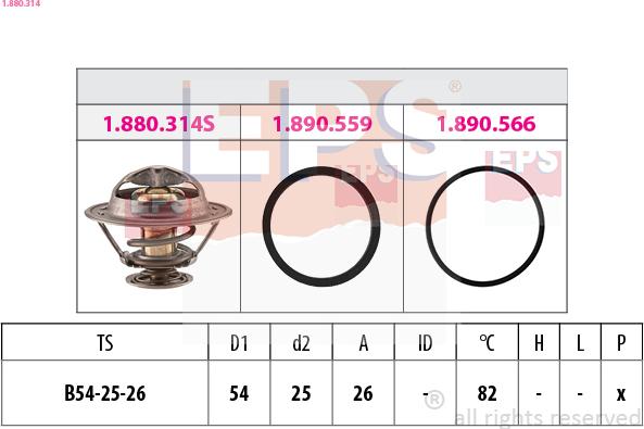 EPS 1.880.314 - Coolant thermostat / housing autospares.lv